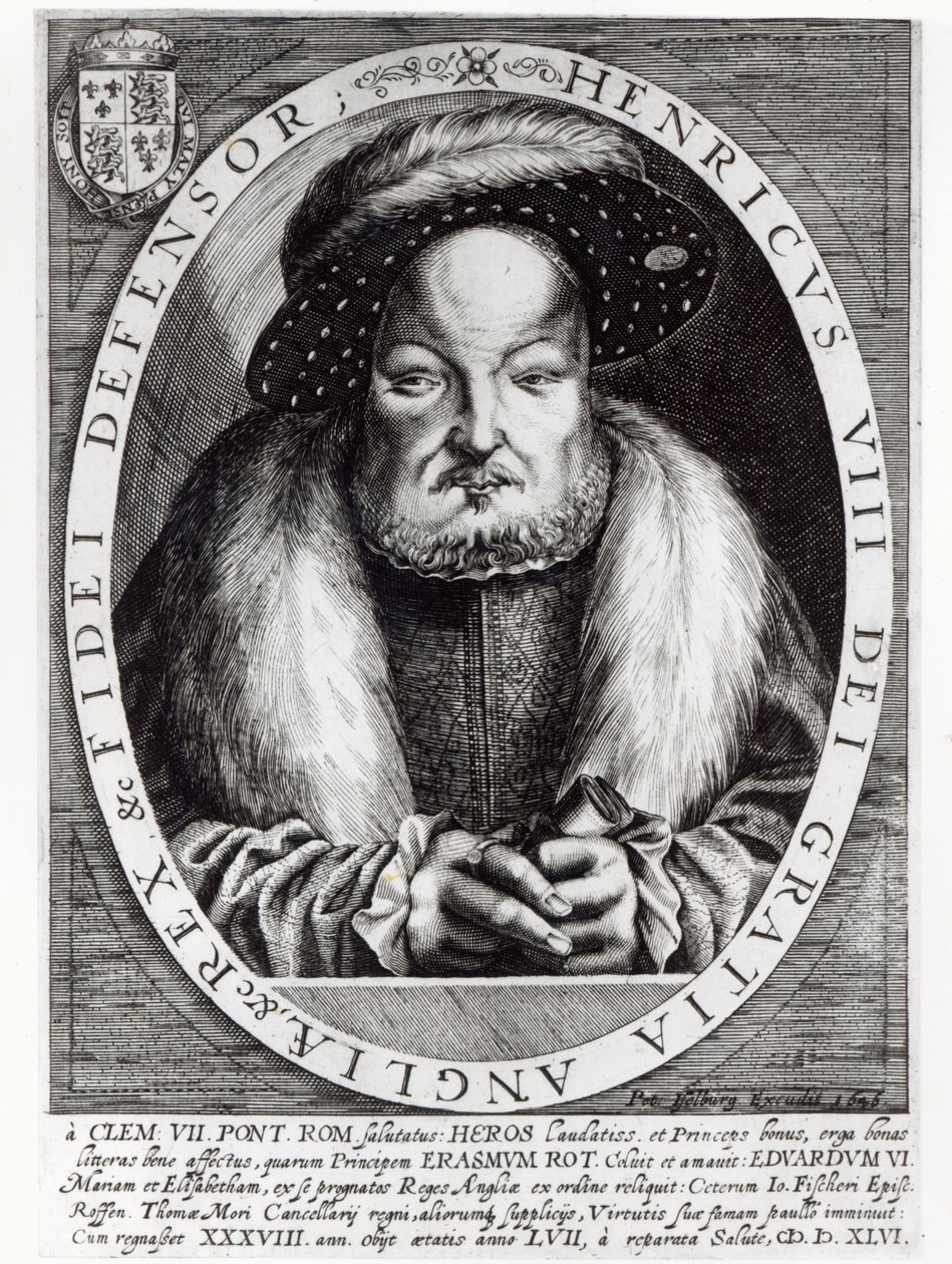 Porträtt av Henrik VIII, graverad av Peter Isselburg, 1646 av Cornelis Massys