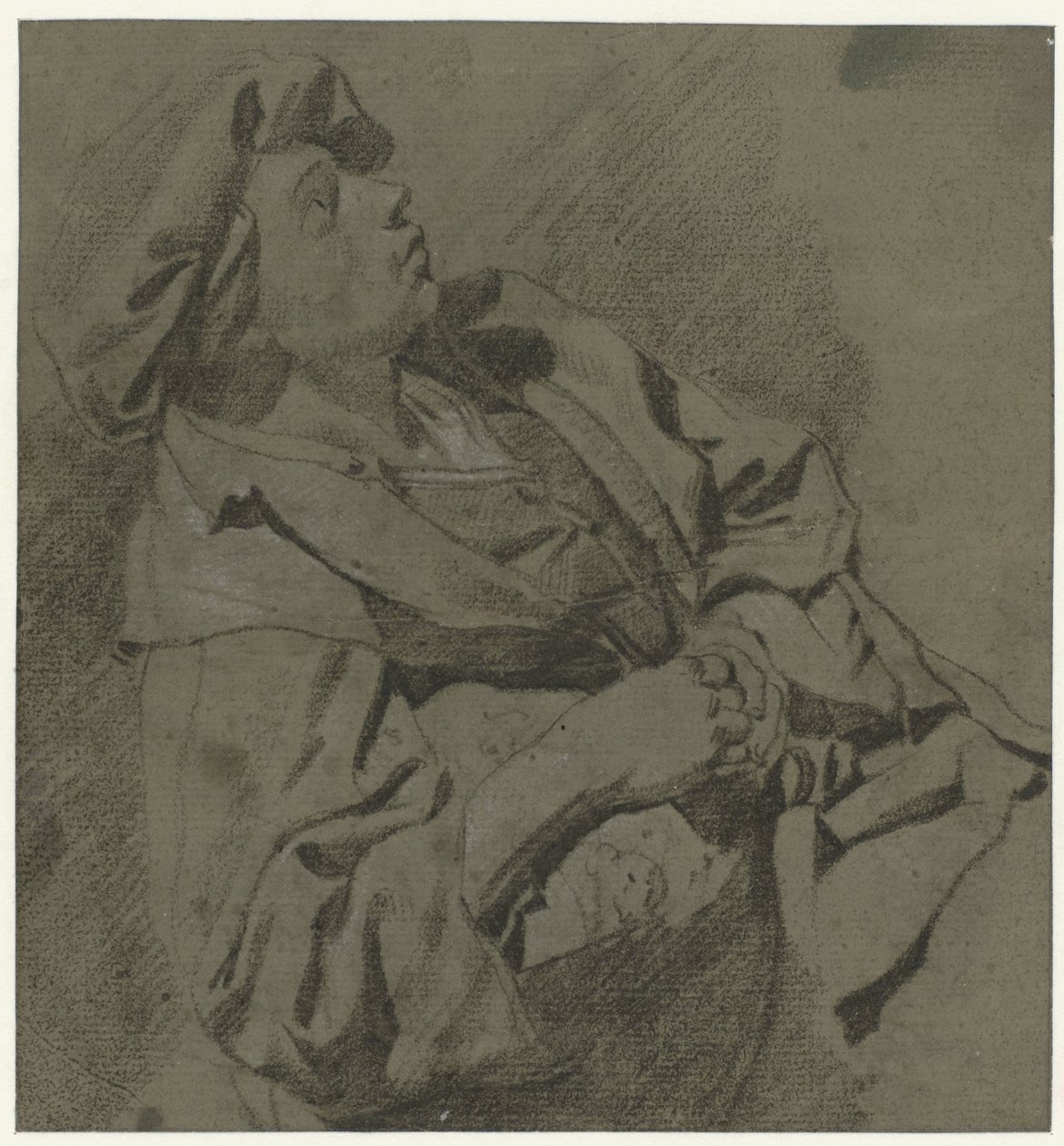 Pojke i basker som lutar sig tillbaka av Cornelis Pietersz. Bega