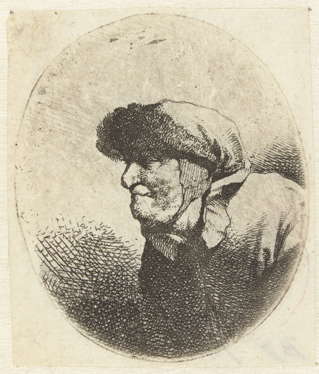 Byst av en gammal kvinna, i profil av Cornelis Pietersz. Bega