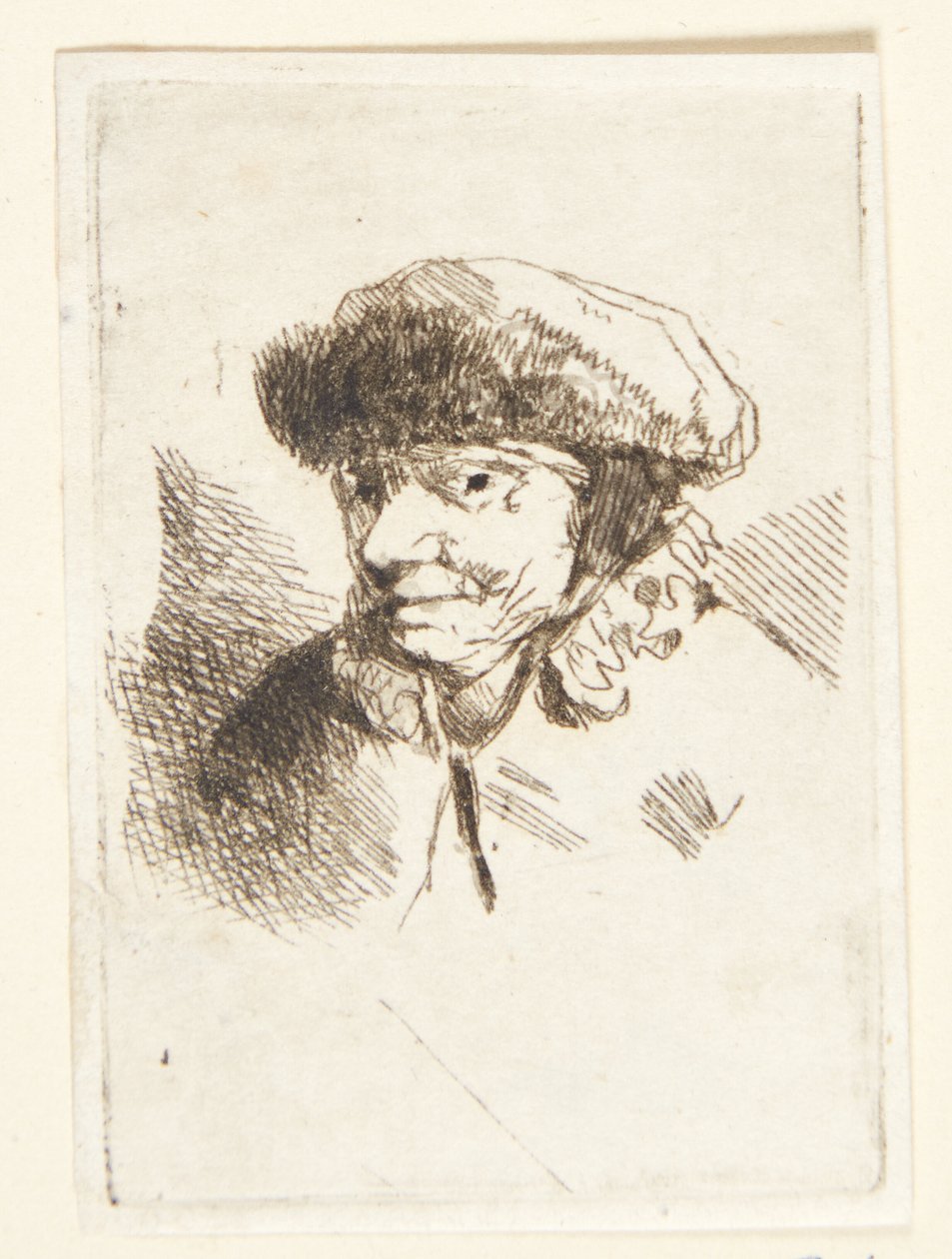 Leende gammal kvinna med pälsmössa av Cornelis Pietersz Bega