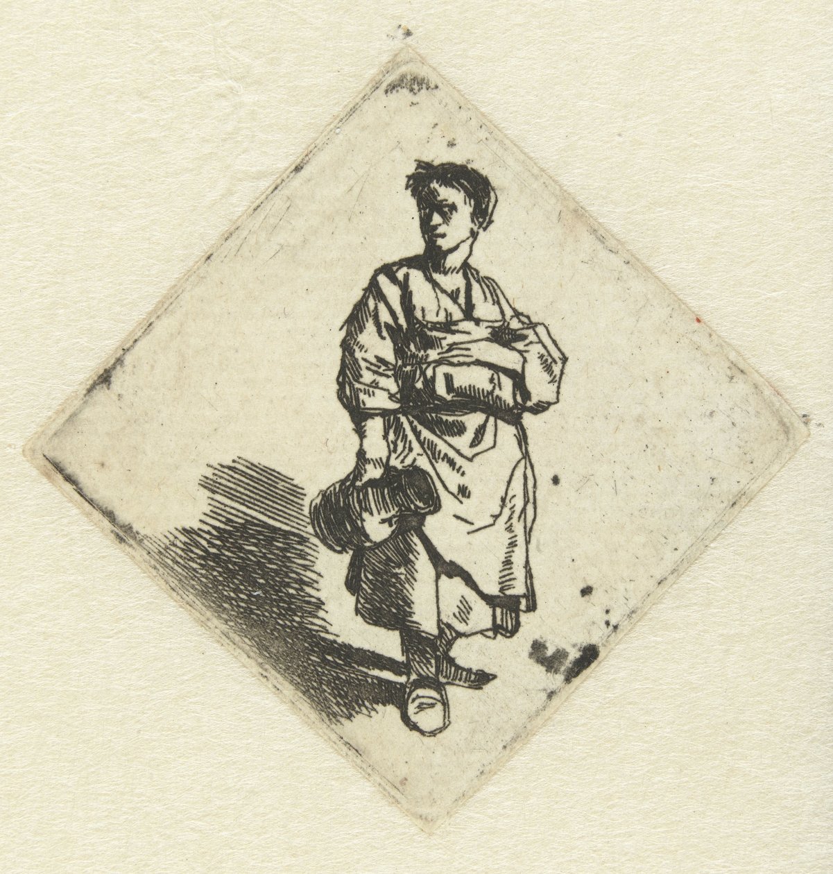 Stående kvinna med kanna i höger hand av Cornelis Pietersz. Bega