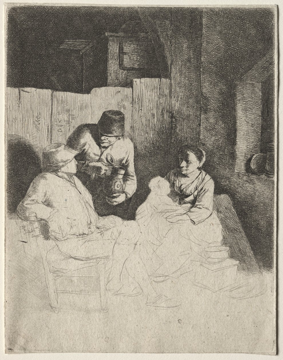 Mamman sitter på ett värdshus, mitten av 1600-talet. av Cornelis Pietersz Bega