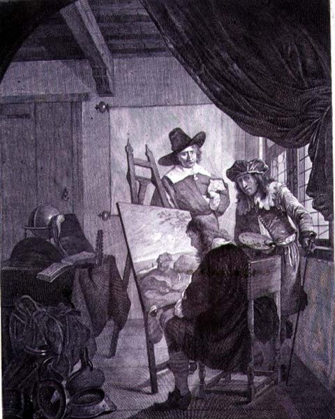 Patronen och målaren, efter en 1600-talsmålning av Cornelis Bega, 1700-tal av Cornelis Pietersz Bega