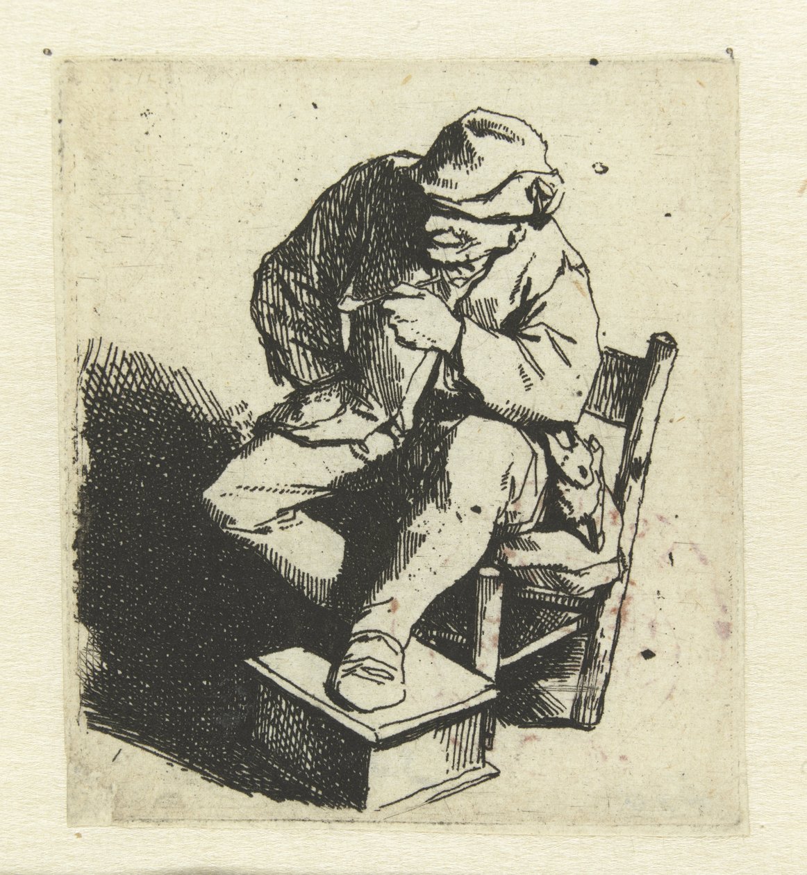 Sittande bonde med pipa i vänster hand av Cornelis Pietersz. Bega