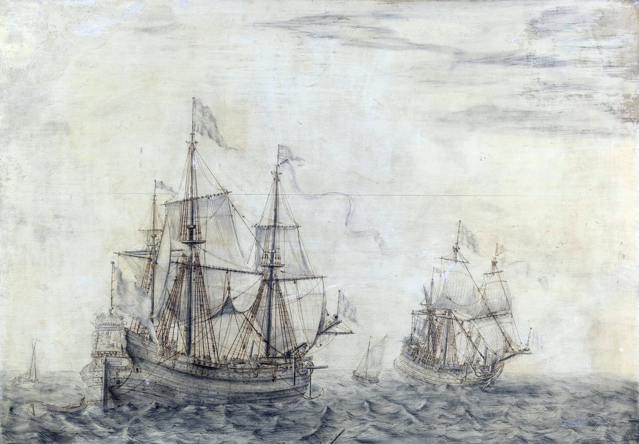 Det nederländska handelsfartyget "Saint Jean Baptiste". Olja på trä från 1668, av Cornelis Pietersz Mooy (1630-1693). av Cornelis Pietersz. de Mooy