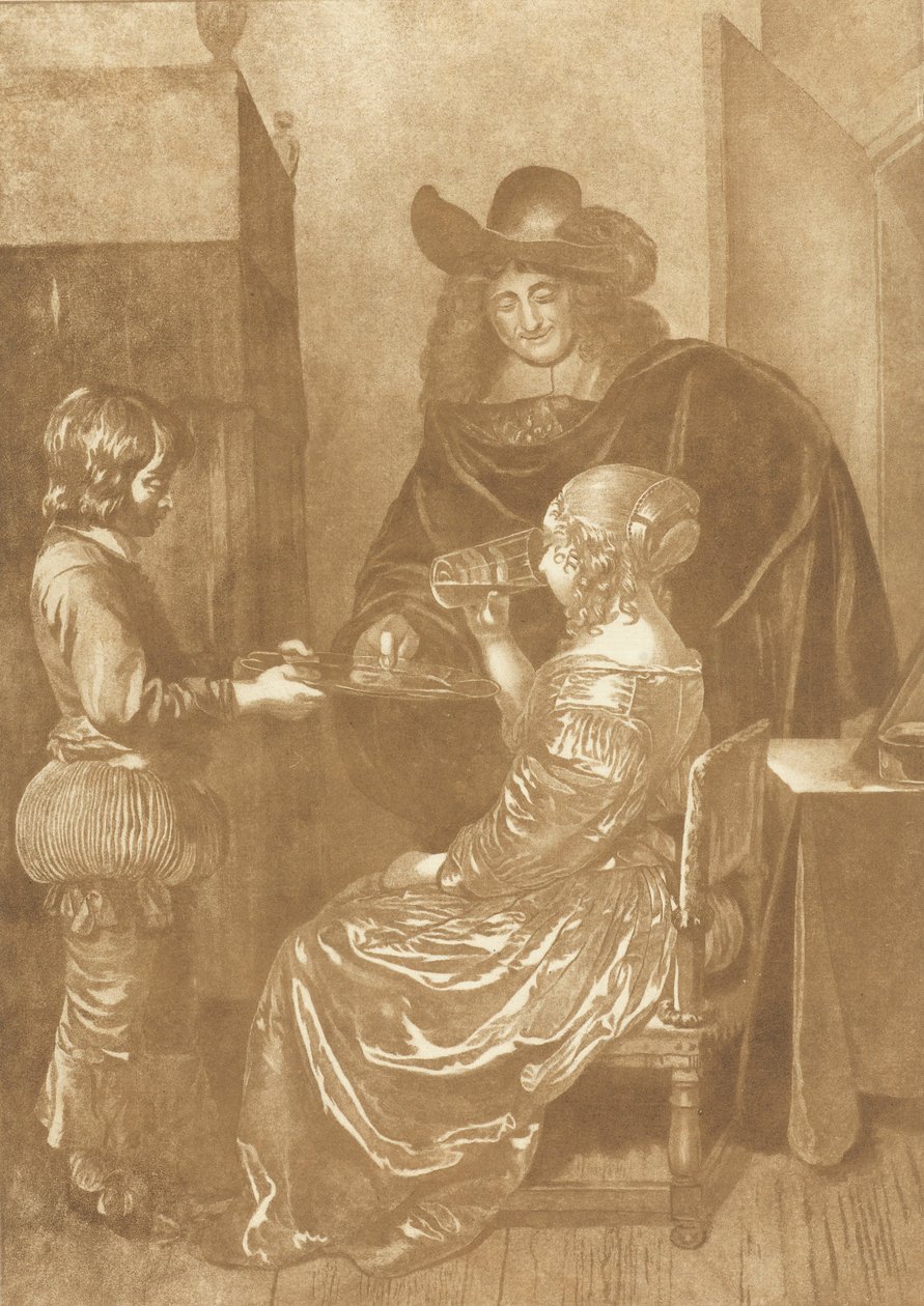 Herre och dam med page av Cornelis Ploos van Amstel (signed by artist)