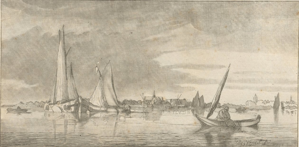 flod vy av Cornelis Ploos van Amstel (signed by artist)