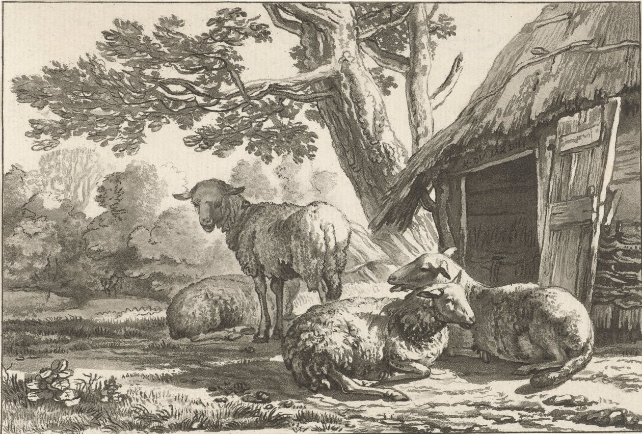fårfålla av Cornelis Ploos van Amstel (signed by artist)
