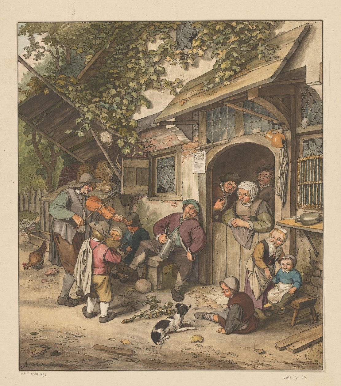 Spelman framför ett värdshus av Cornelis Ploos van Amstel (signed by artist)