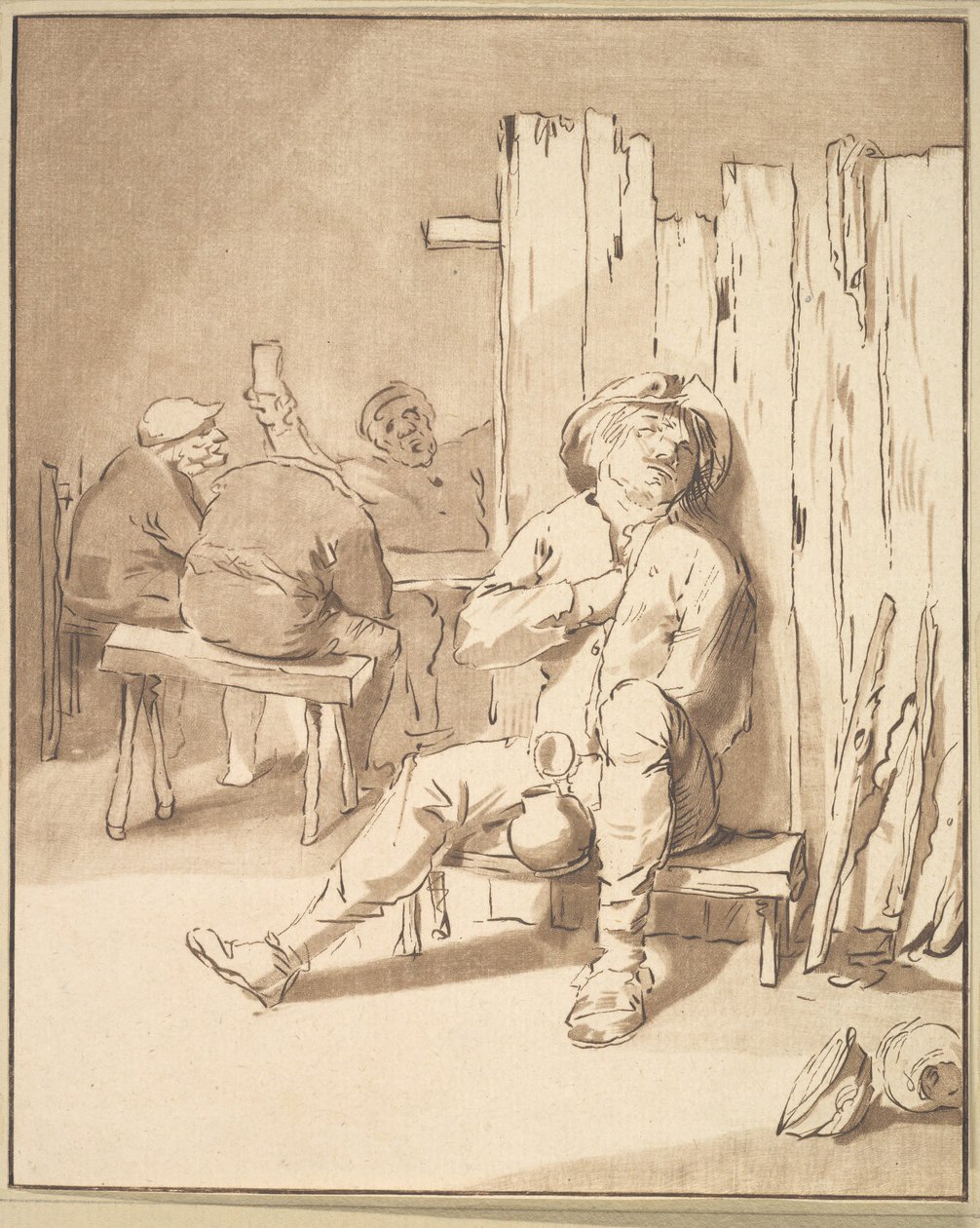 Berusad bonde i ett värdshus, 1775. av Cornelis Ploos van Amstel