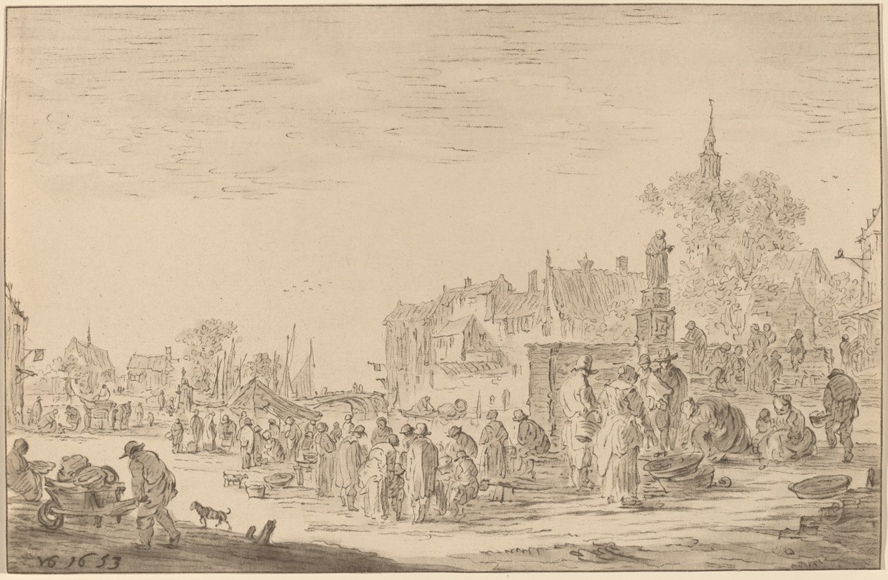 Fiskmarknad, 1767. av Cornelis Ploos van Amstel