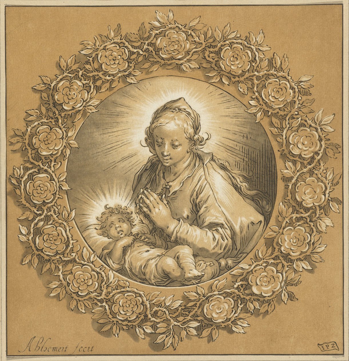 Maria med Kristusbarn Jungfru Maria och Jesusbarnet av Cornelis Ploos van Amstel