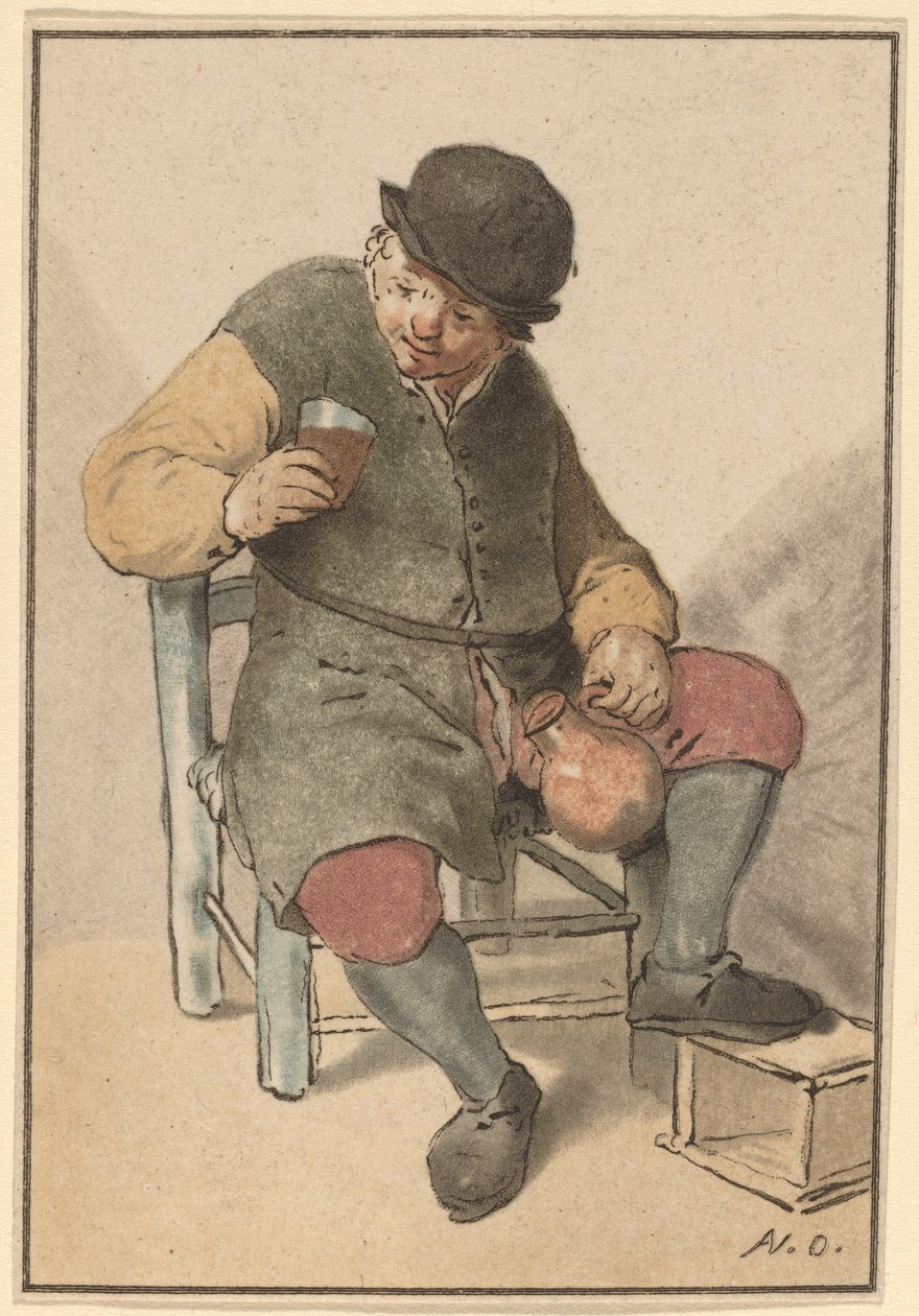Sittande bonde med kanna, ca. 1763. av Cornelis Ploos van Amstel