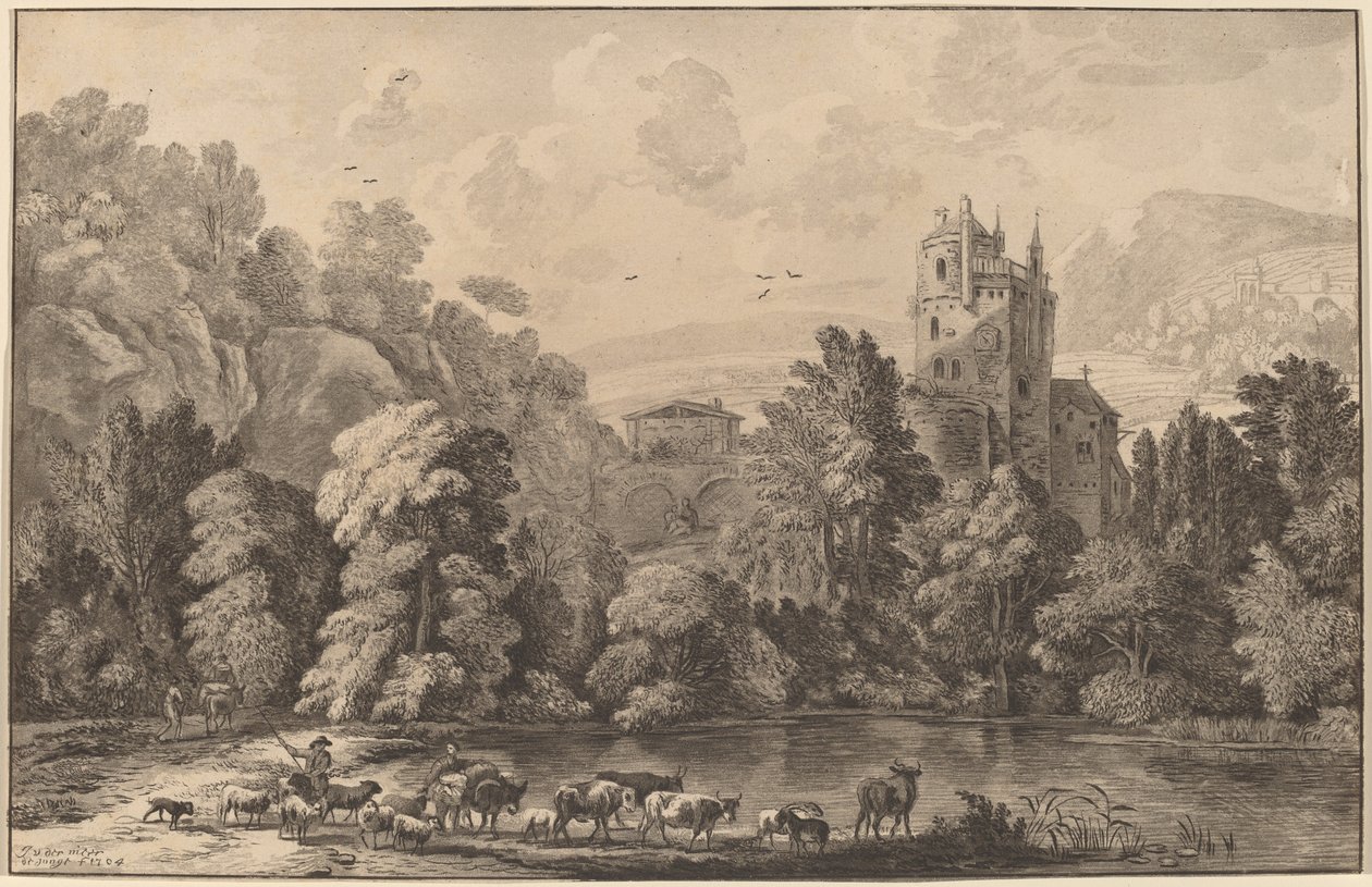 Dal med ett gammalt slott av Cornelis Ploos van Amstel