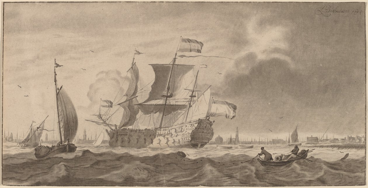 Krigsfartyg i Y, 1768 av Cornelis Ploos van Amstel