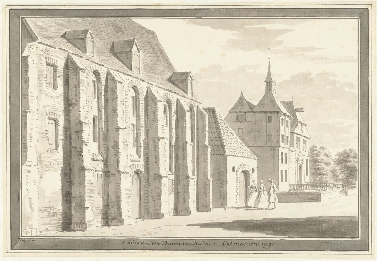 Utsikt över kyrkan och huset i Ootmarsum av Cornelis Pronk