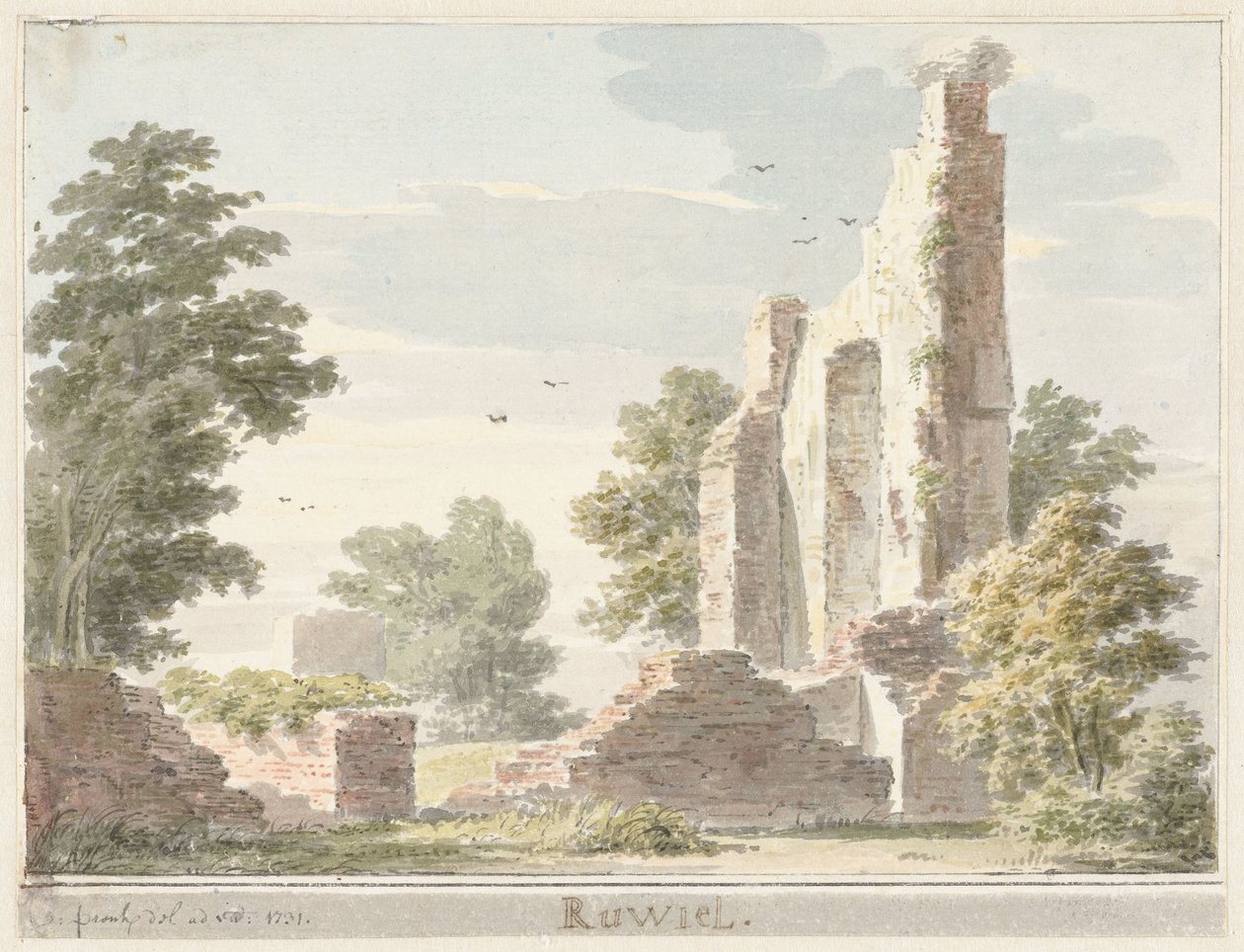 Ruinerna av Ruwiel slott av Cornelis Pronk