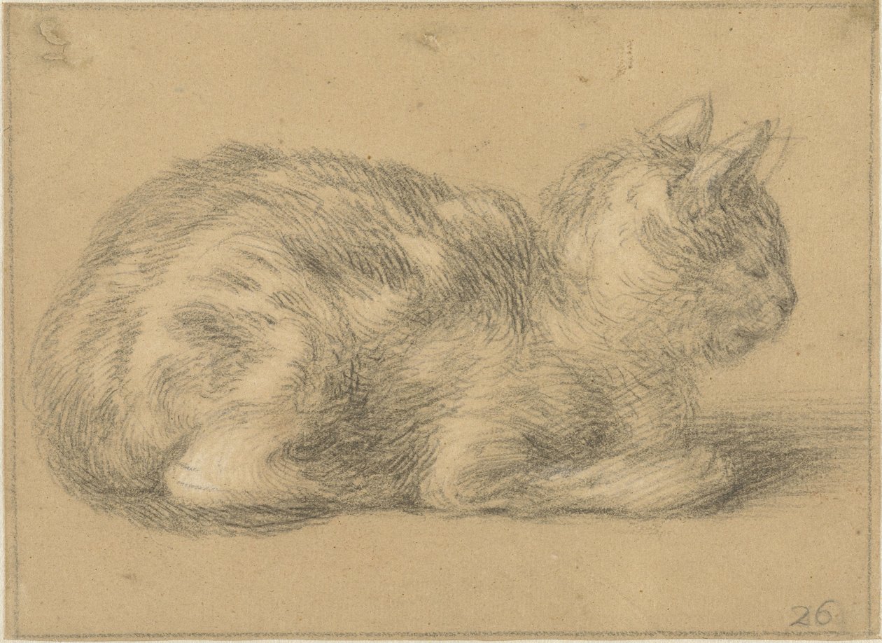 Sittande katt, till höger av Cornelis Saftleven (possibly)