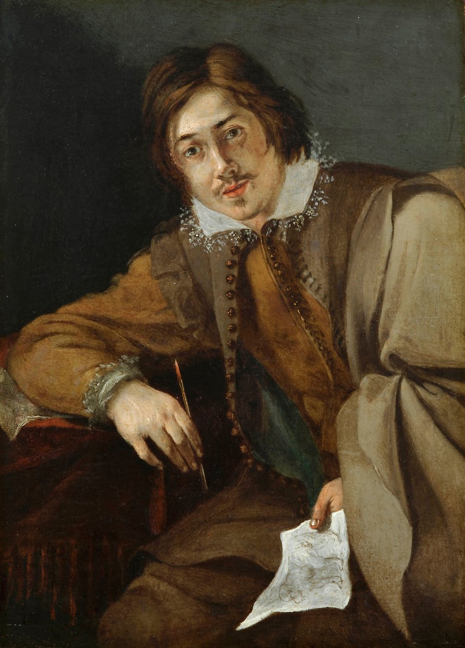 "" Autoporträtt "" (Självporträtt) Målning av Cornelis Hermansz Saftleven (vers 1607-1681) Olja på koppar, Dim 21,1x15,5 cm Fondation Custodia av Cornelis Saftleven