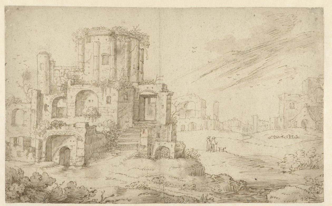 Landskap med antika ruiner av Cornelis Saftleven