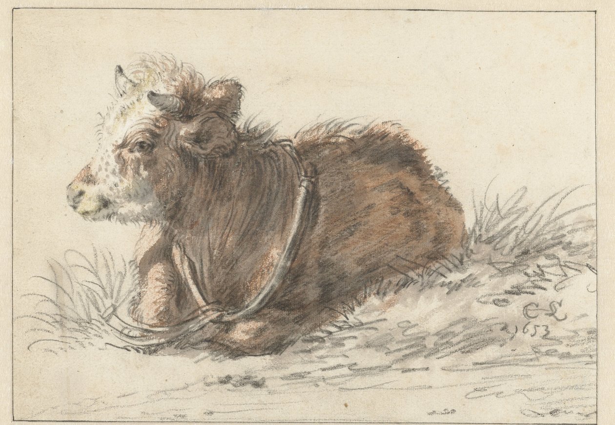 Liggande kalv, vänd åt vänster av Cornelis Saftleven