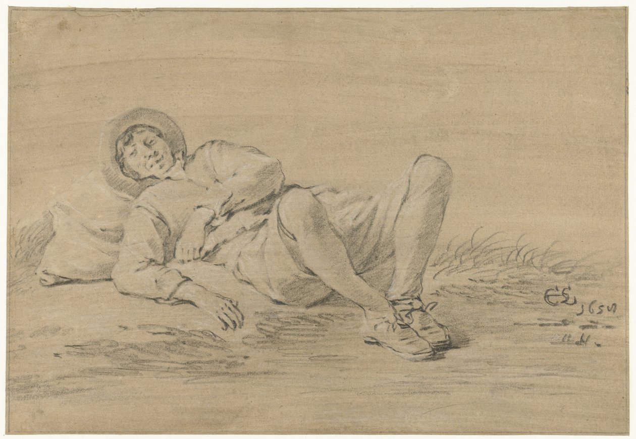 Liggande ung man av Cornelis Saftleven