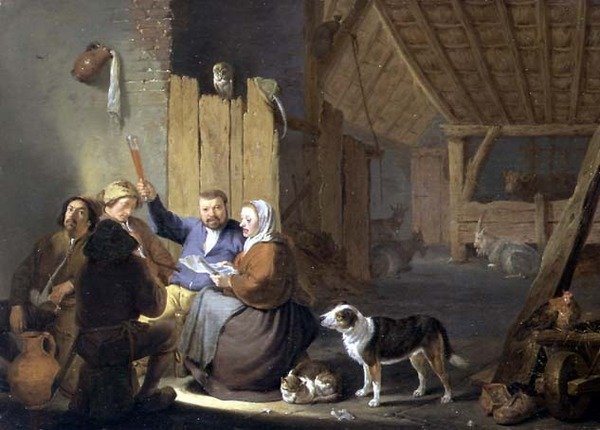 Bonde som dricker i en lada, 1634 av Cornelis Saftleven