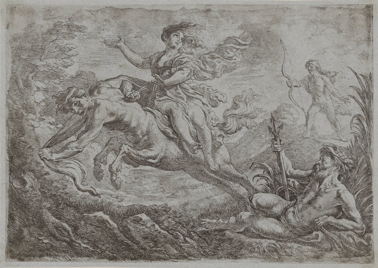 Nessus träffas av Hercules giftpil av Cornelis Schut (I)