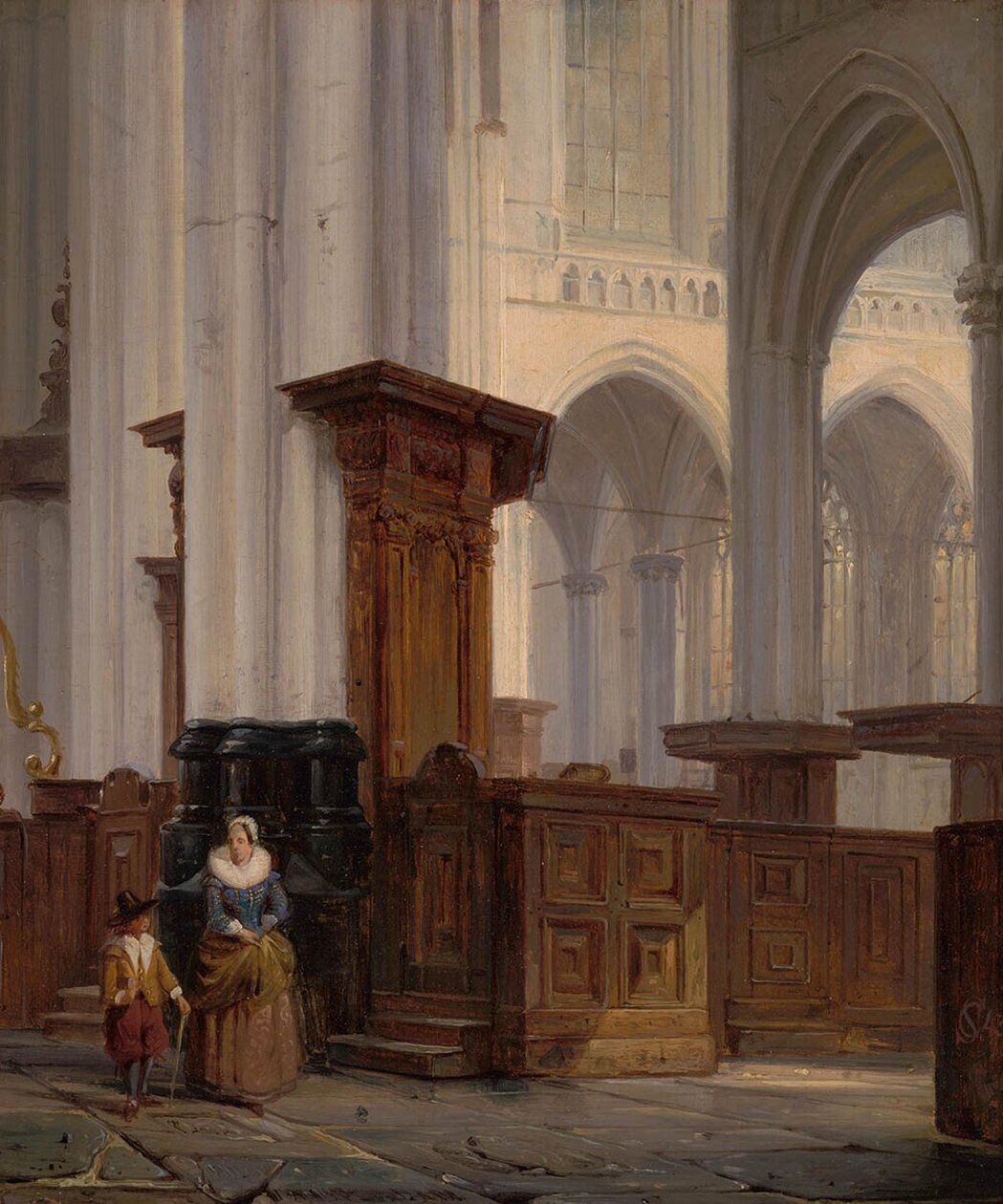 Holländska: Interiör av en gotisk kyrka Interiör av en gotisk kyrka av Cornelis Springer
