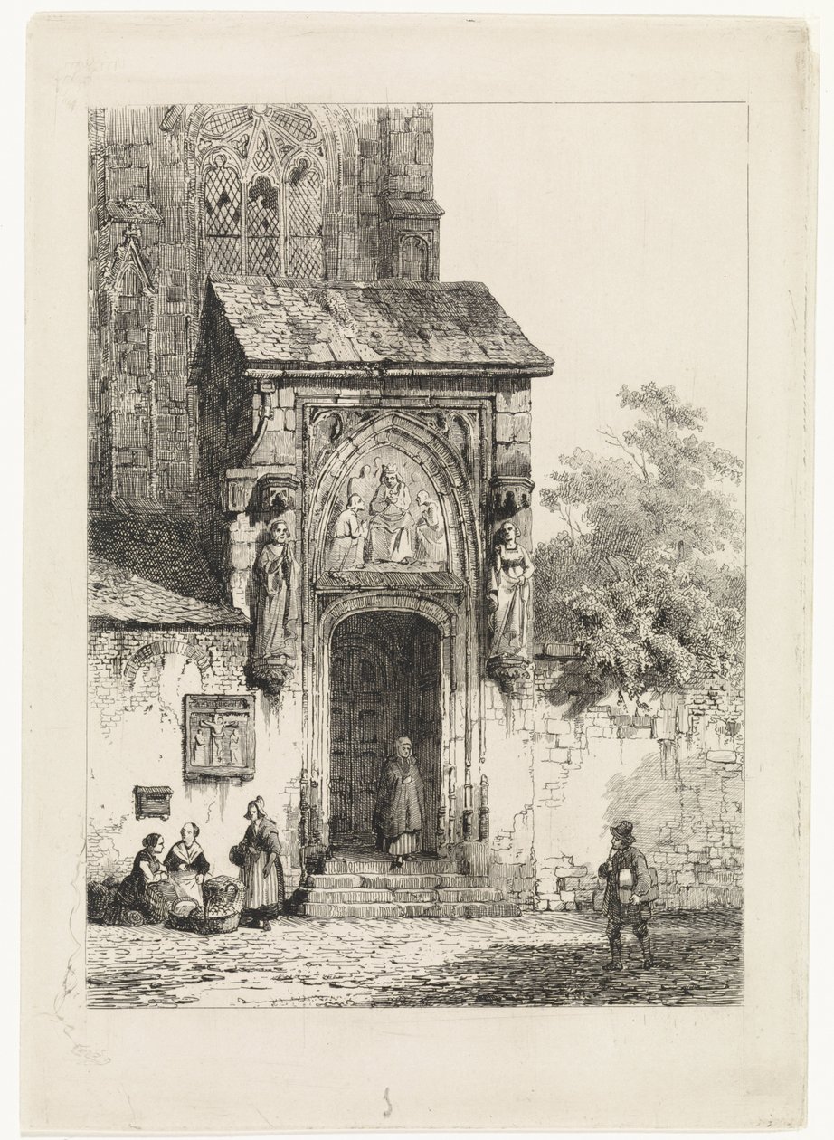 Vy över en kyrkportal av Cornelis Springer