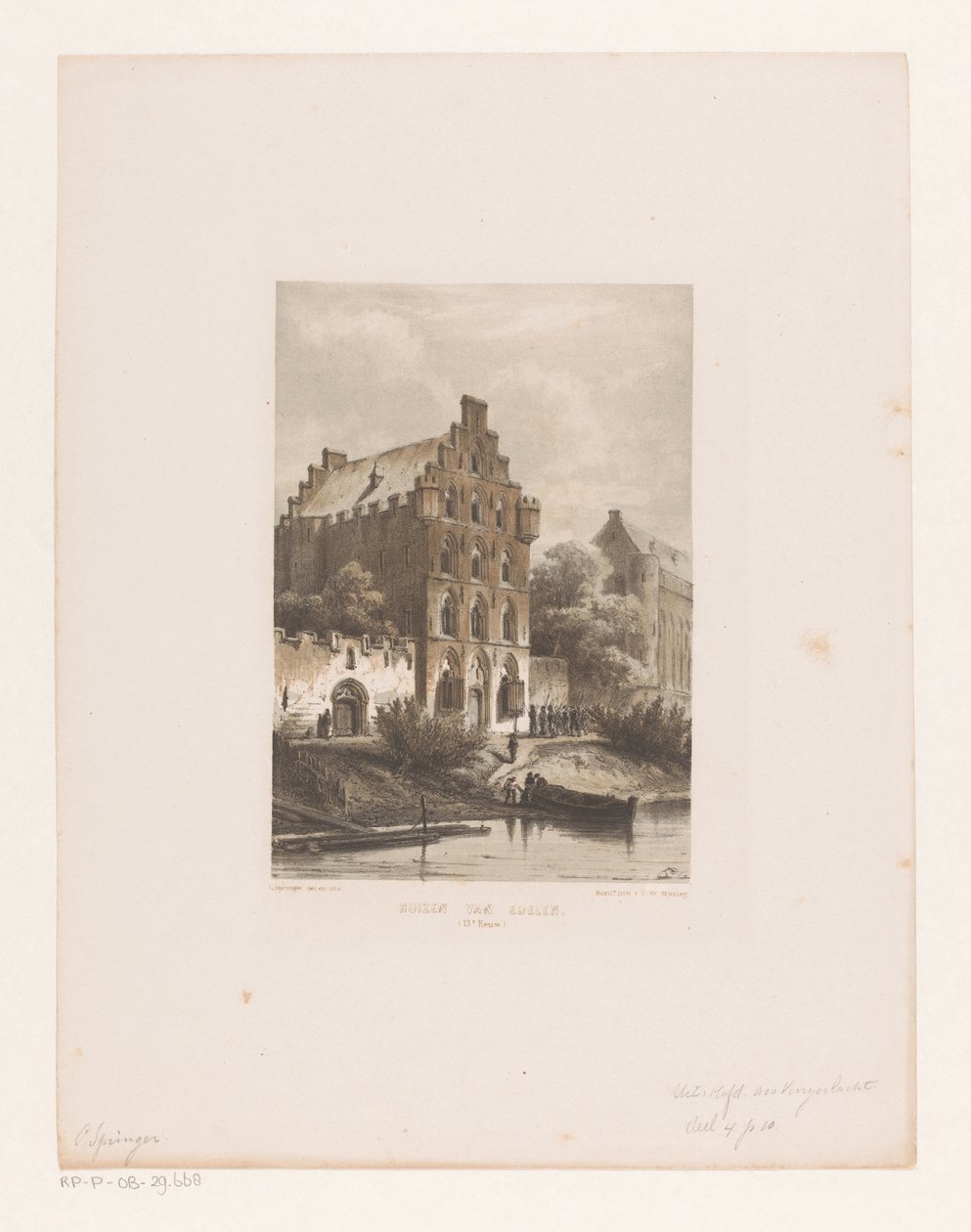 Hus längs vattnet Houses of Nobles (1200-talet) (titel på objekt) av Cornelis Springer