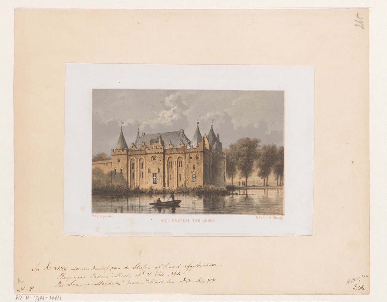 Slottet i Gouda Castle ter Goude (titel på objekt) av Cornelis Springer