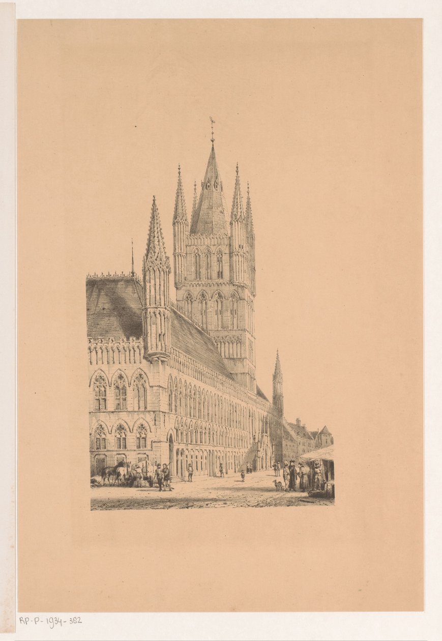 Tydsalen i Ypres Rådhus från 1200-talet (titel på föremålet) av Cornelis Springer
