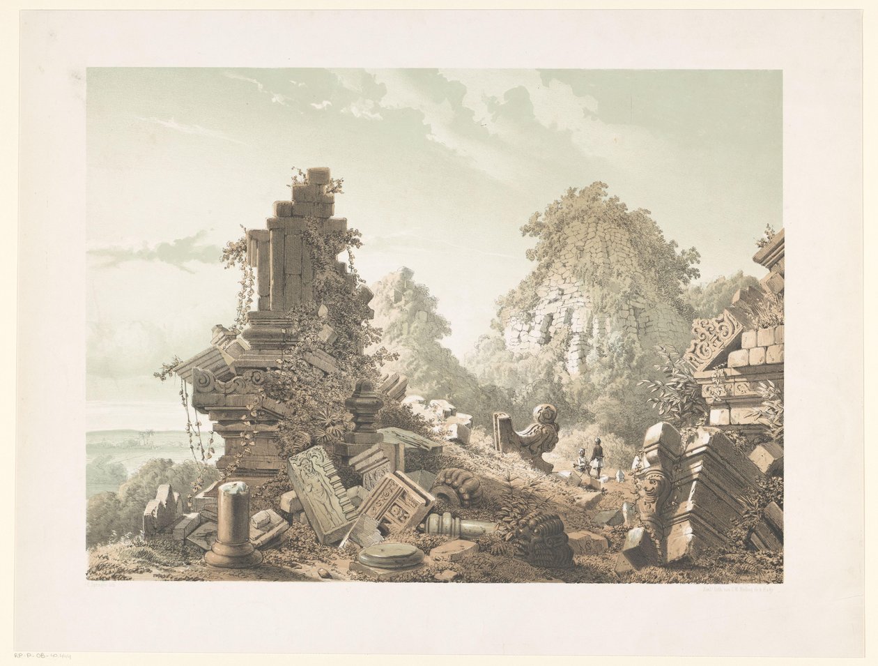 Ruin av Tjandi Lora Djongrang Ruinerna av Tjandi-Lora Djongrang. Residence Jocjakkerta (titel på objekt) av Cornelis Springer