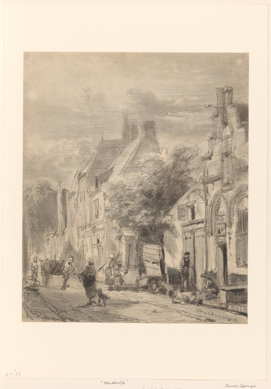 Gatuvy i Harderwijk av Cornelis Springer