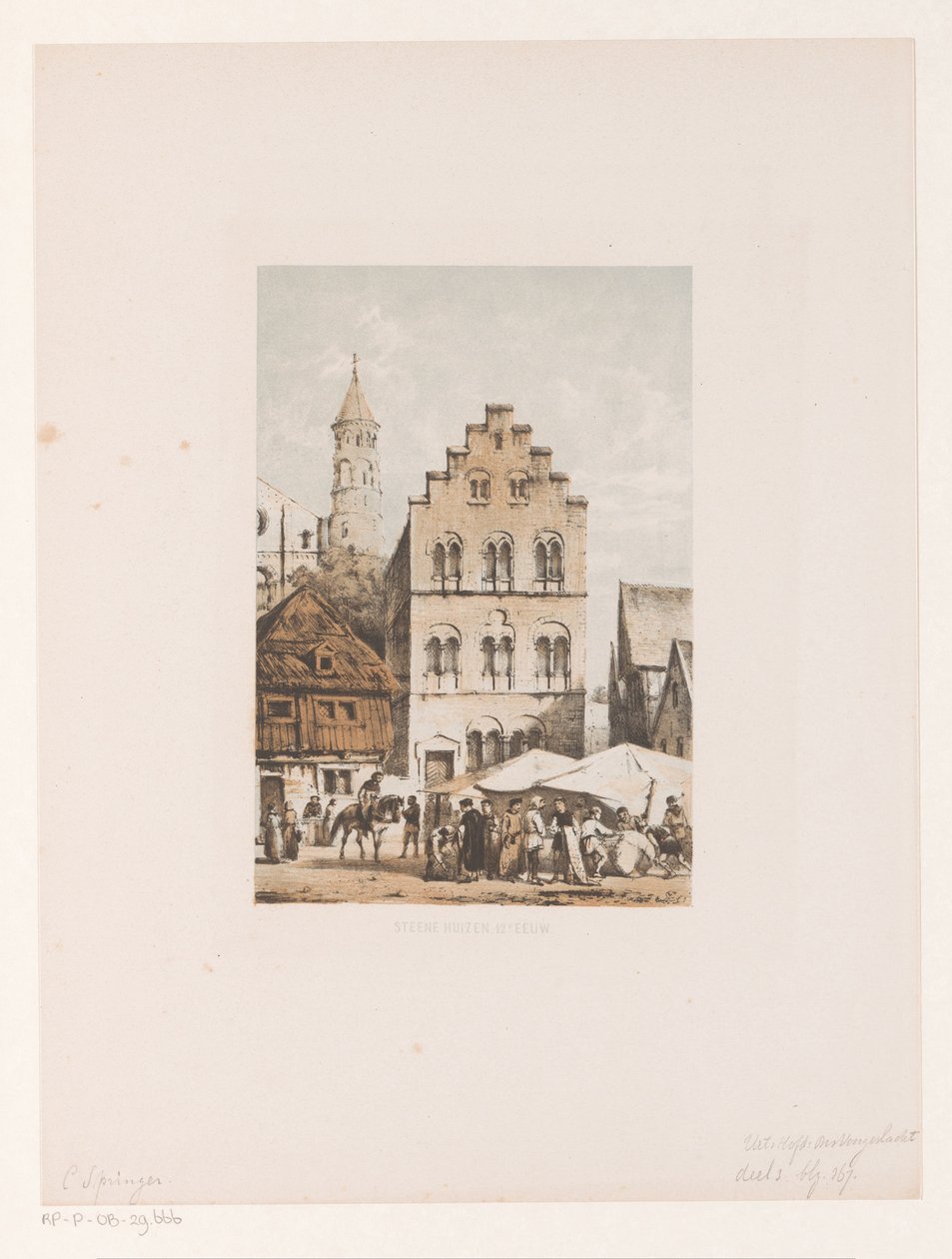 Hus från 1100-talet Steene hus 1100-talet (titel på objekt) av Cornelis Springer