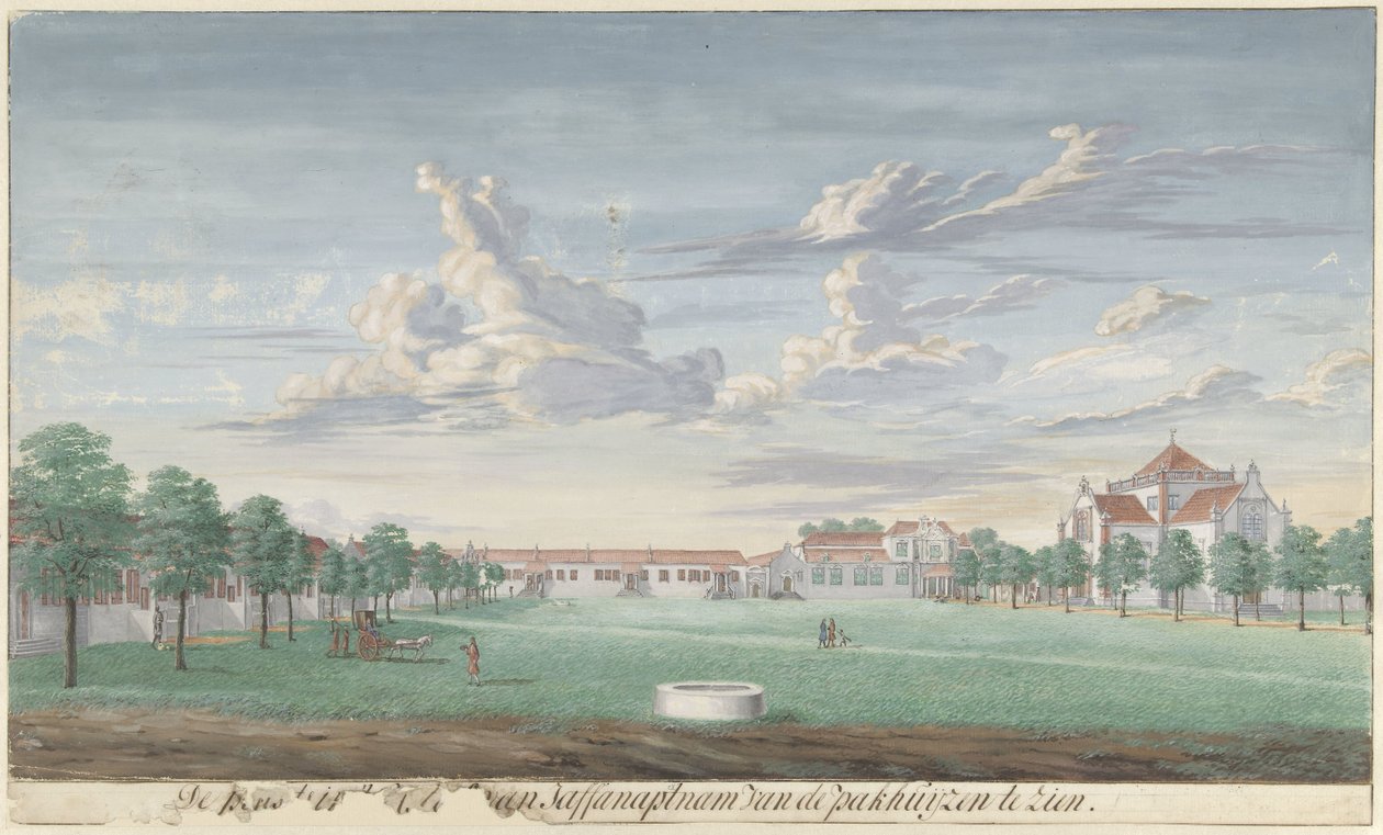 Gården till Jaffnapatnam Fort i Ceylon För att se platsen i slottet Jaffanapatnam från lagren. av Cornelis Steiger