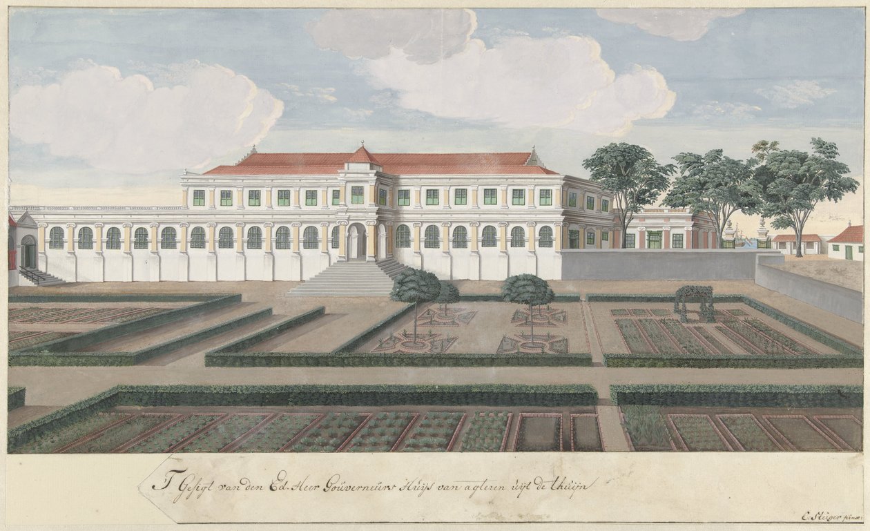 Guvernörens hus med trädgården i Colombo på Ceylon 