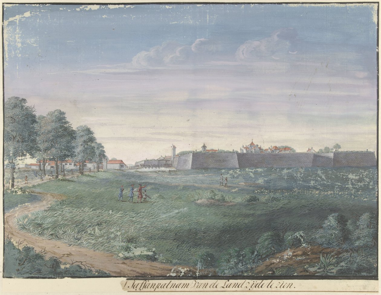 Jaffnapatnam Fort i Ceylon [..]l Jaffanpatnam sett från landsidan (titel på objekt) av Cornelis Steiger