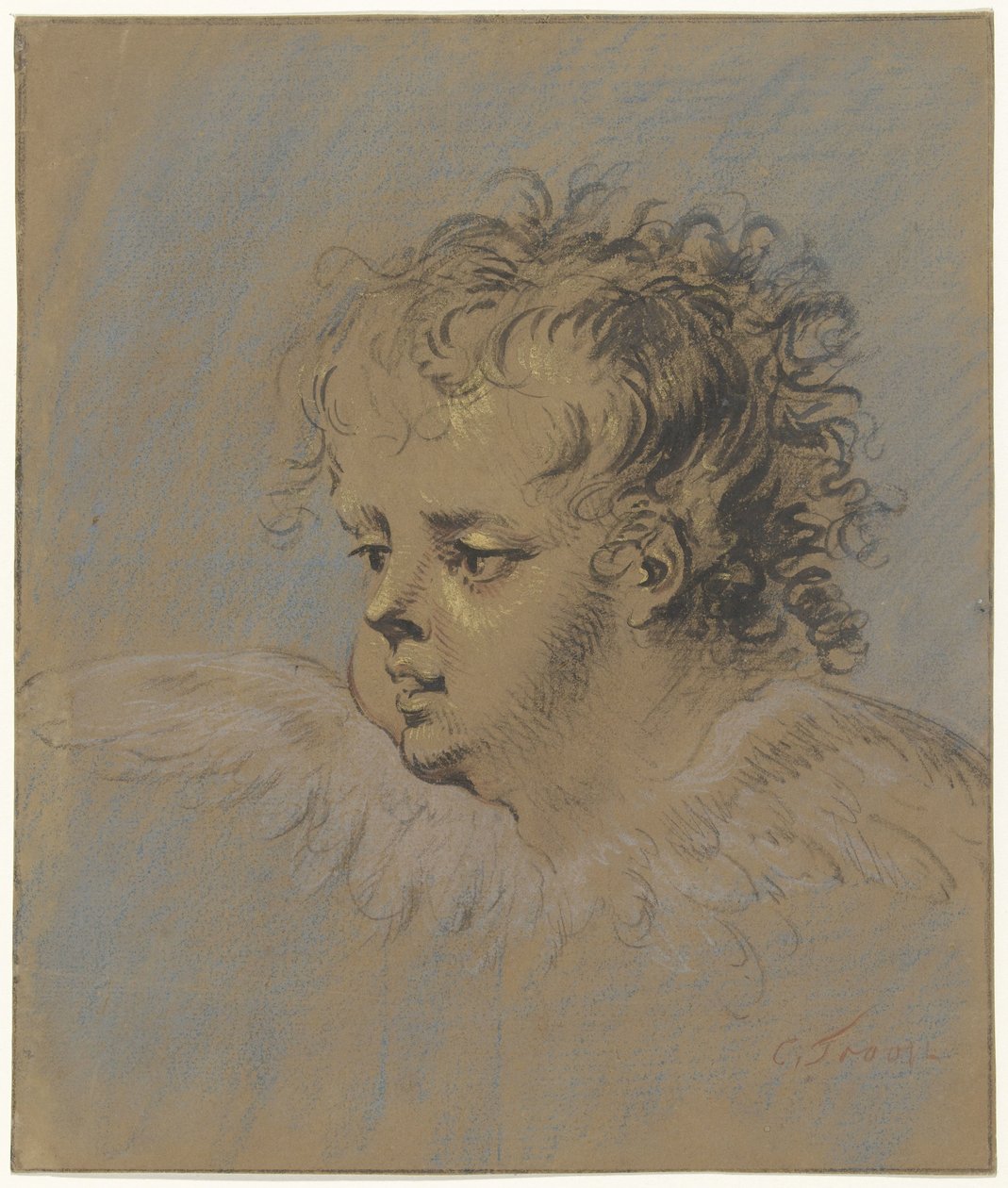 Bevingat ängelhuvud av Cornelis Troost