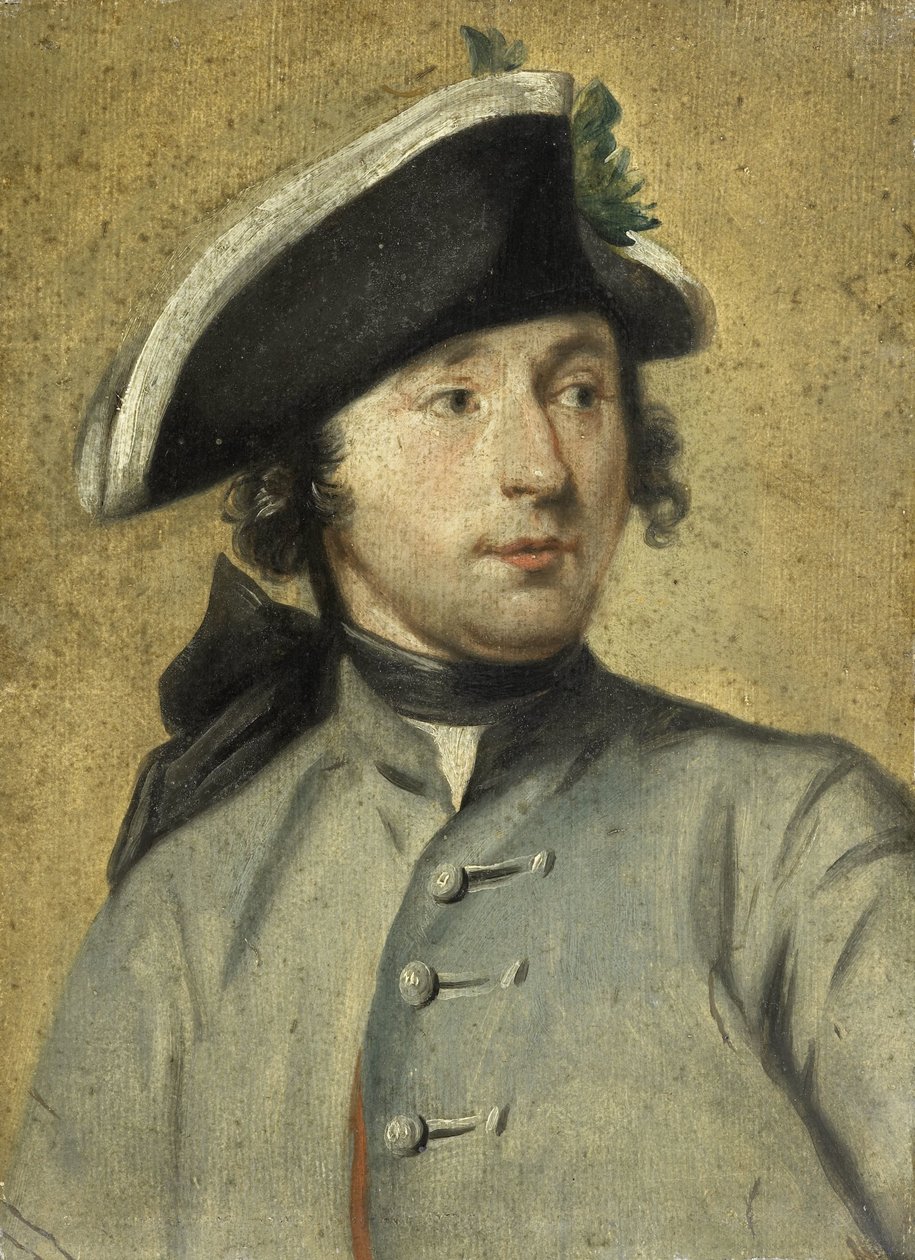 Porträtt av Ludolf Backhuysen II, målare och dragon, sonson till marinmålaren Ludolf Backhuysen I av Cornelis Troost