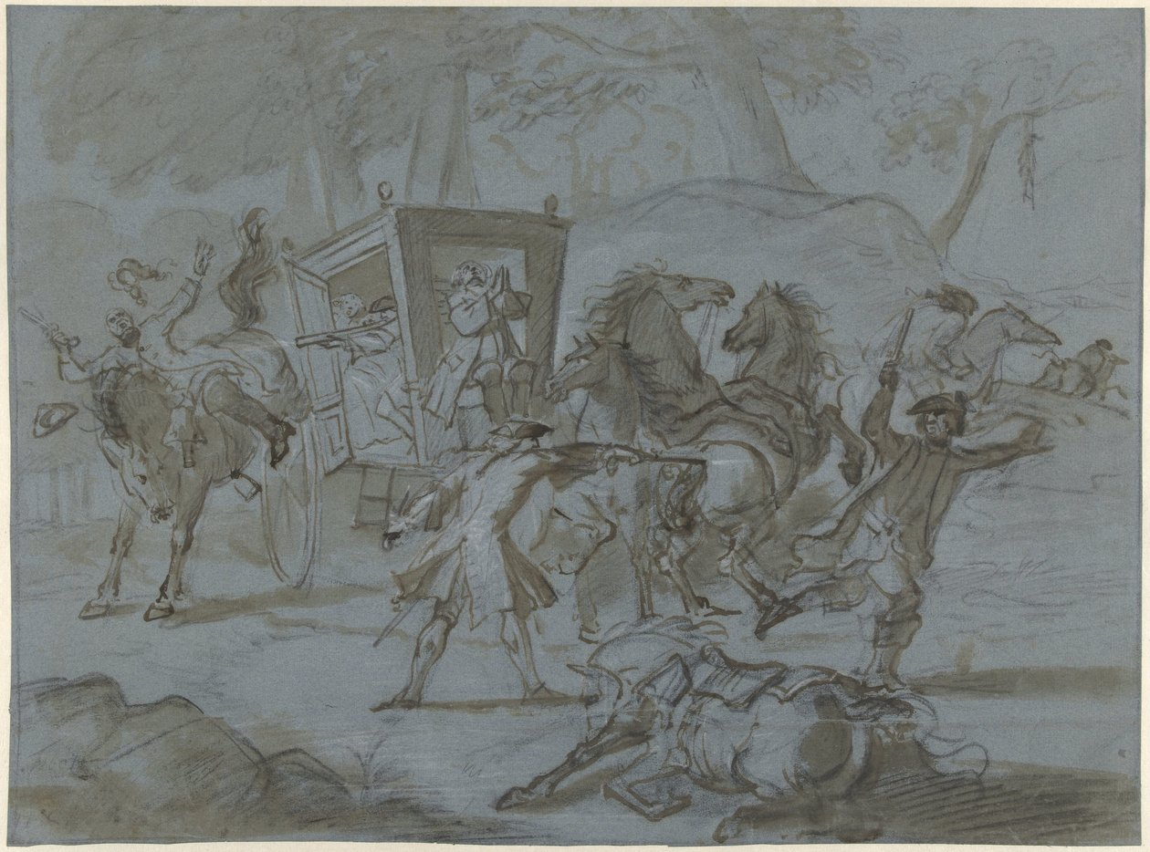 Rån på en vagn av Cornelis Troost