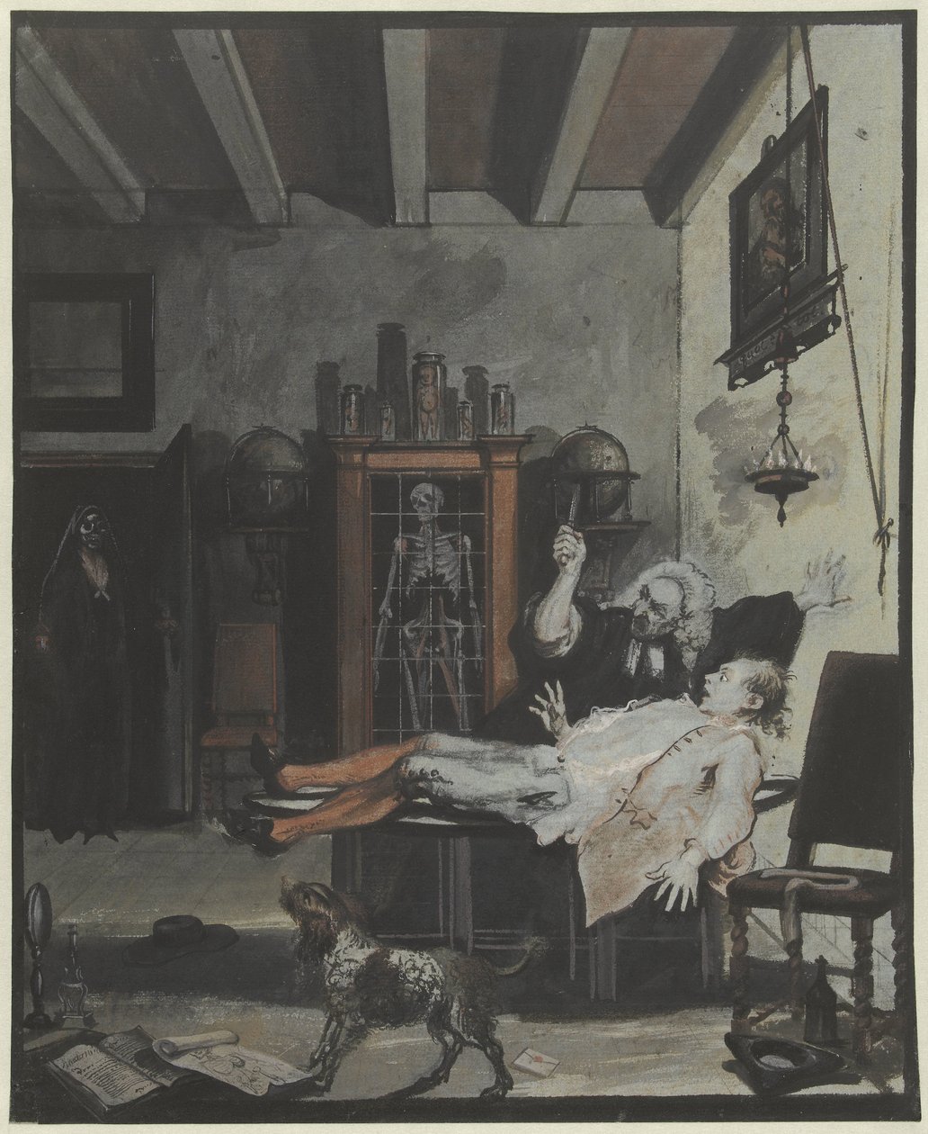 Scen från komedin Krispijn Medicine av Cornelis Troost