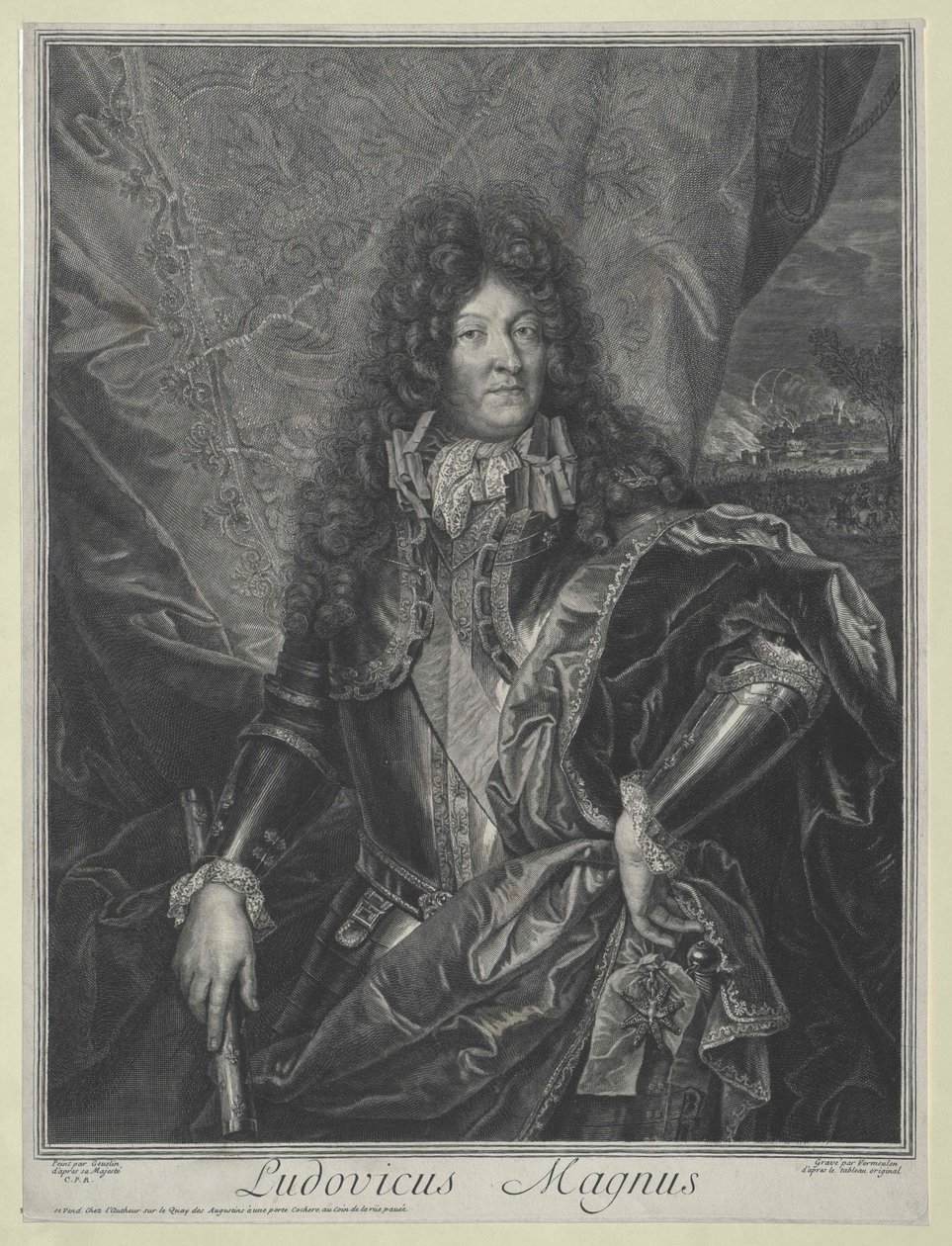 Kung Ludvig XIV av Frankrike (gravyr) av Cornelis Vermeulen