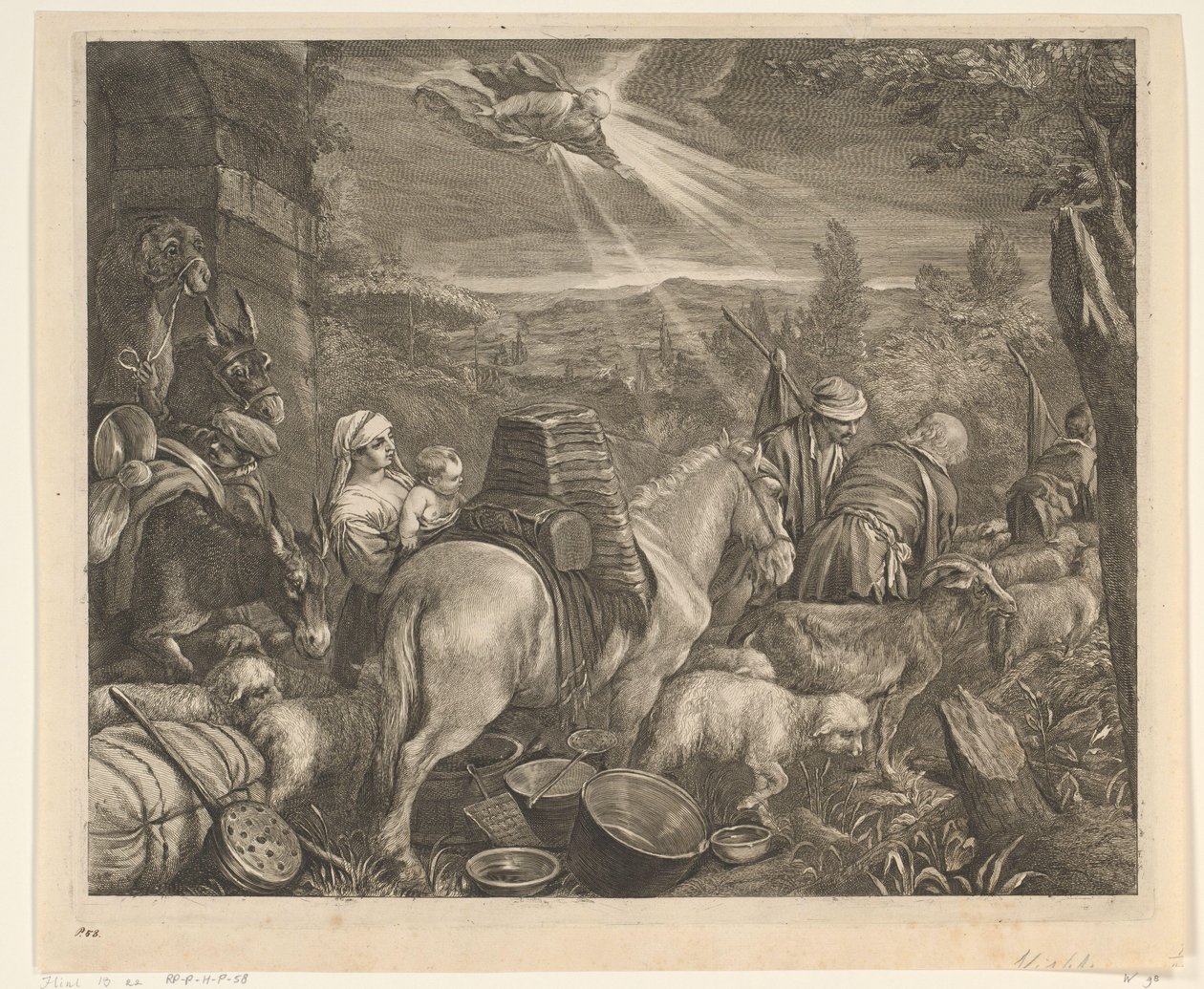 Abraham lämnar Haran Chelations (serietitel) av Cornelis Visscher (II)