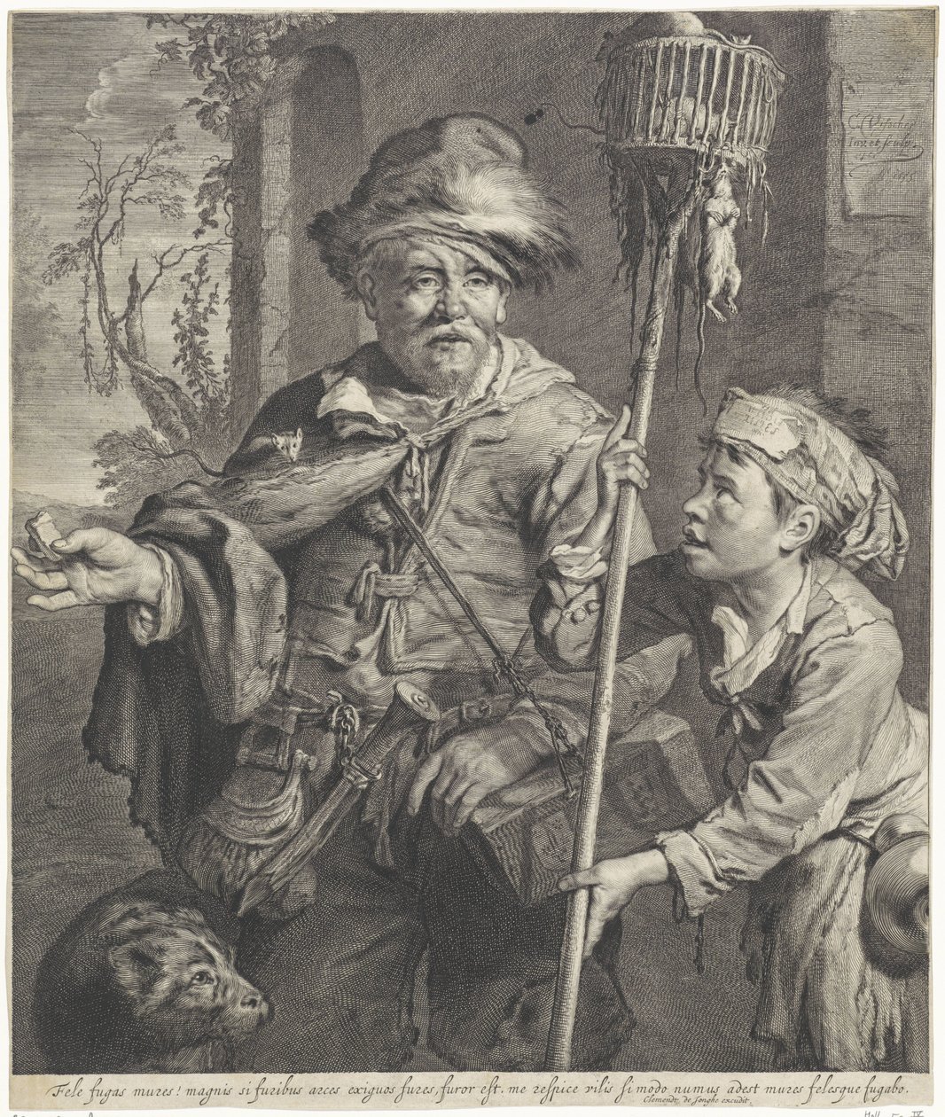 Pied Piper med sin tjänare av Cornelis Visscher (II)