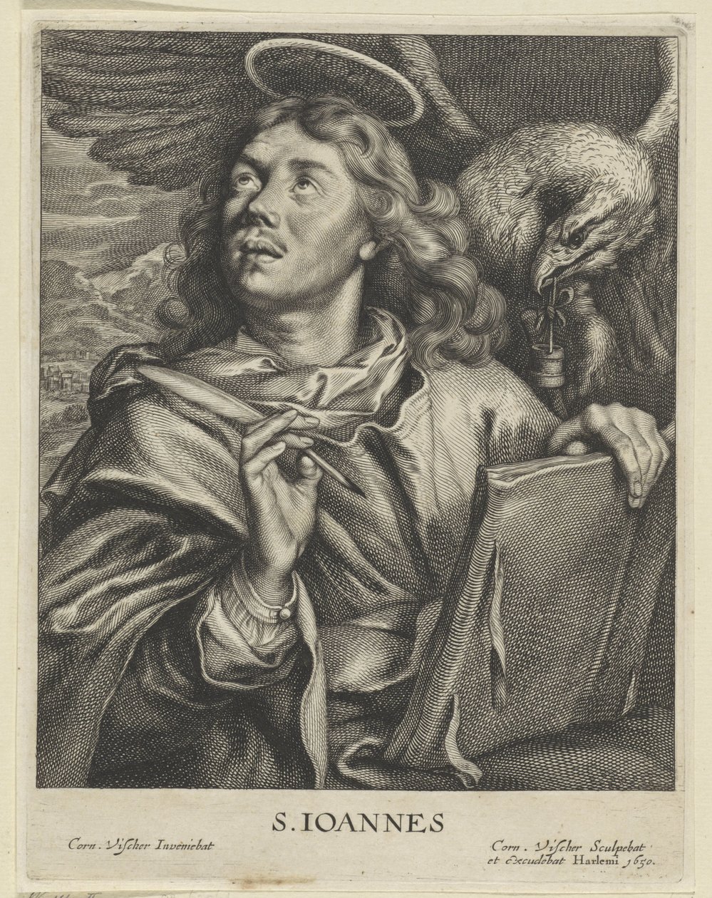 Evangelisten Johannes S. IOANNES (titel på objekt) Vier Evangelisten (serietitel) av Cornelis Visscher (II)