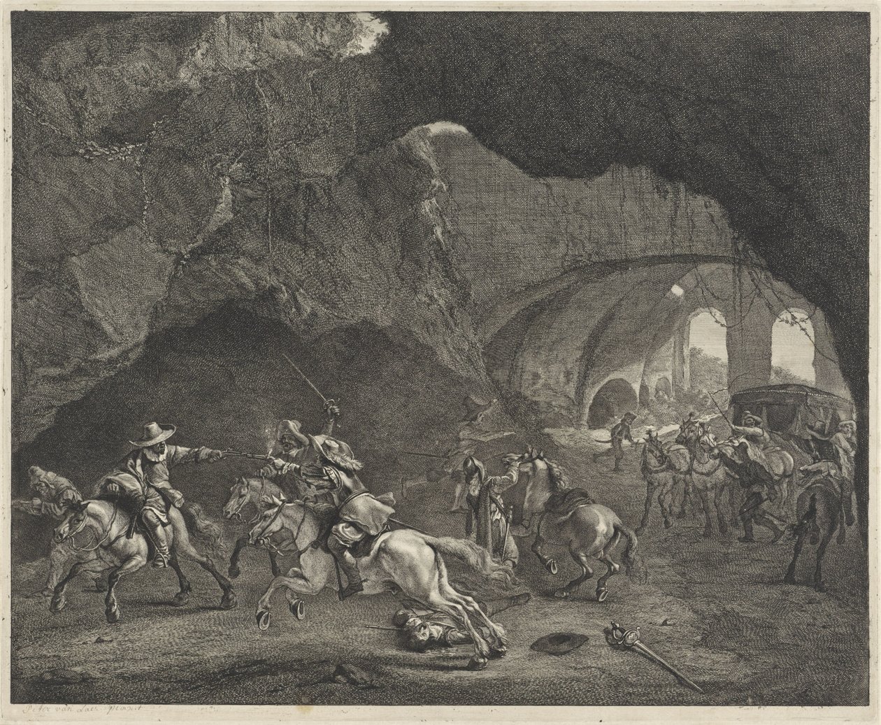Skottskott under ett rån av Cornelis Visscher (II)