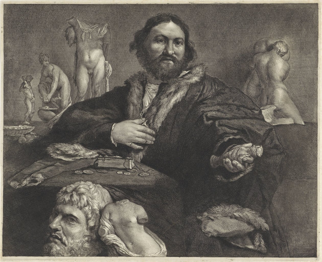Porträtt av samlaren Andrea Odoni Porträtt av Andrea Odoni av Cornelis Visscher (II)