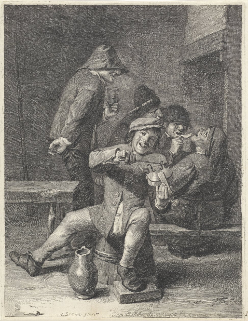 Violinist / Publik av Cornelis Visscher (II)
